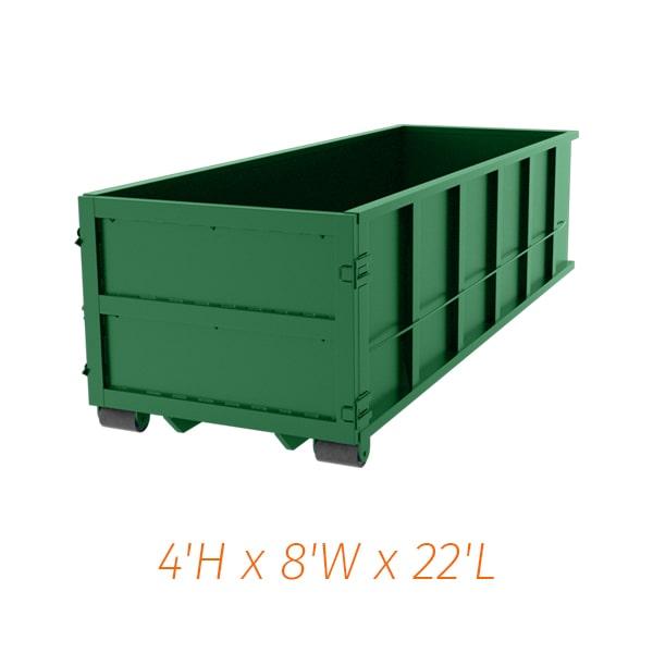 you can rent a 20-yard dumpster for a period of 7-14 days on average